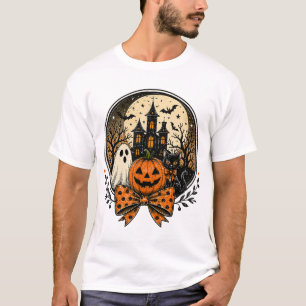 Camiseta de Halloween Gato Fantasma Casa Assombrad