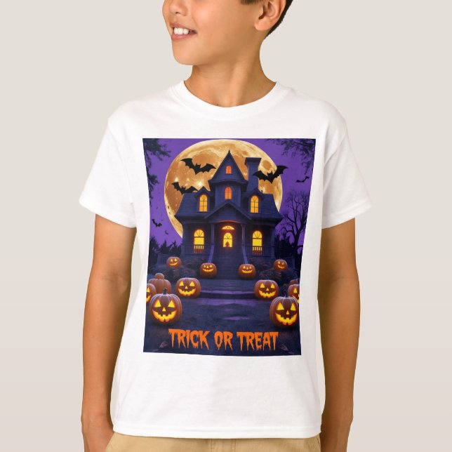 Camiseta de Halloween Haunted House | Spooky Pumpk (Frente)