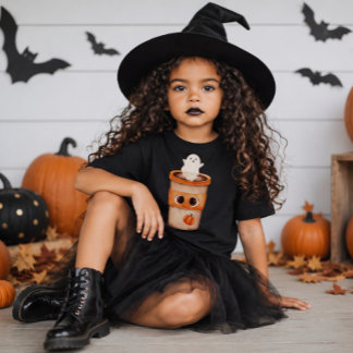 Camiseta de Halloween infantil xícara de café fant