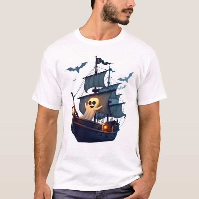 Camiseta de Halloween Navio Fantasma Pirata � Assu (Frente)