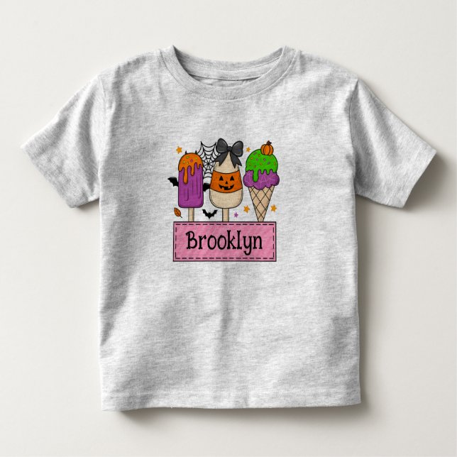 Camiseta de Halloween para Meninas Personalizável (Frente)