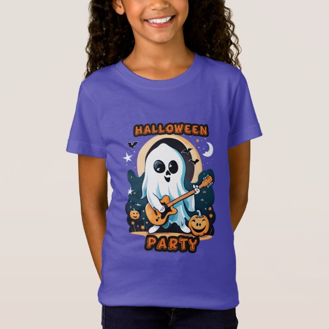 camiseta de halloween ragazza com fantasma fofo (Frente)