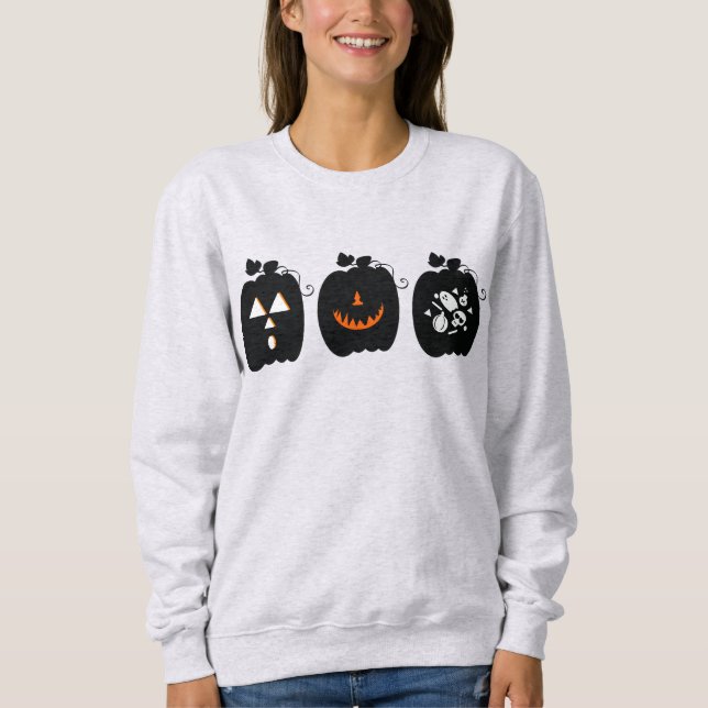 Camiseta de Halloween Retro com Design de Abóbora  (Frente)