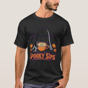 Camiseta de Halloween Spooky Sips Ghost Coffee