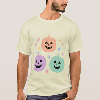 Camiseta de Halloween Trio de Abóboras Pastel Fofa