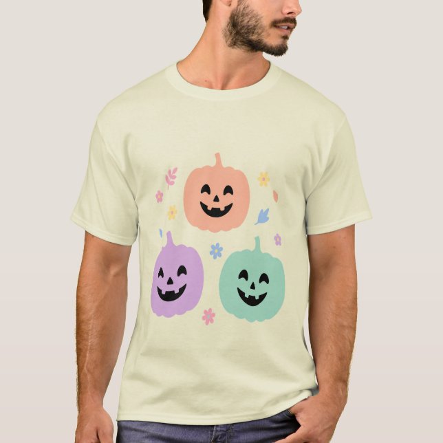 Camiseta de Halloween Trio de Abóboras Pastel Fofa (Frente)