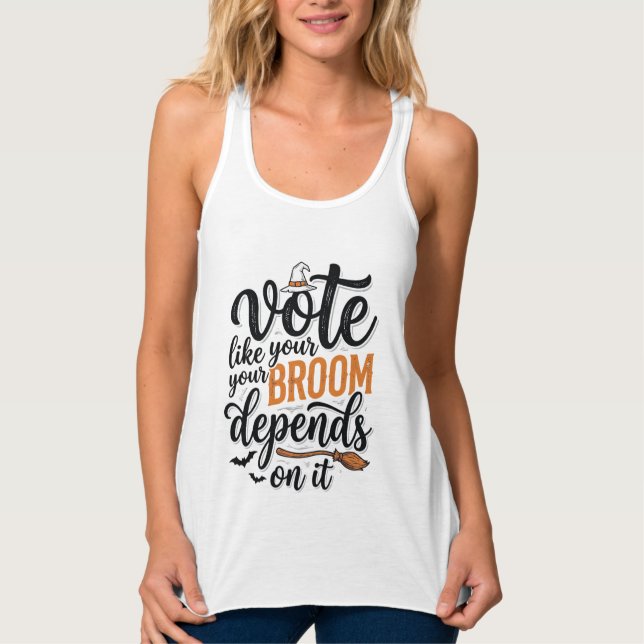 Camiseta de Halloween Vote Como Se Sua Vassoura De (Frente)