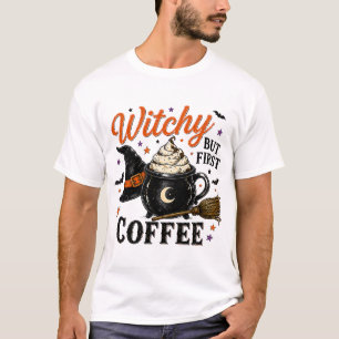 Camiseta de Halloween Witchy But First Coffee