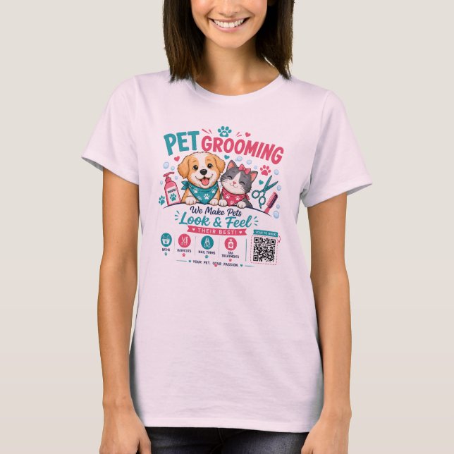 Camiseta de Higiene de Animais Fofos com Código QR (Frente)