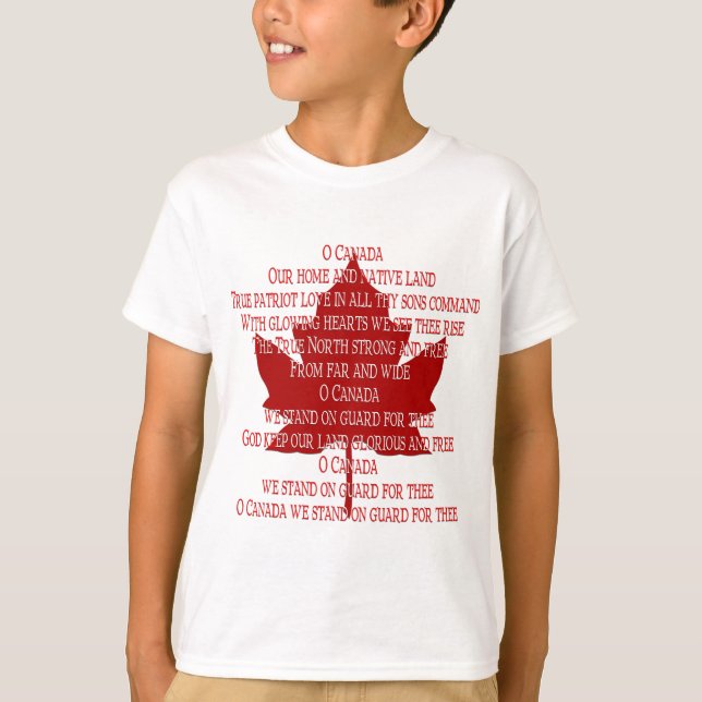Camiseta de hino-hino do Canadá do Kid (Frente)