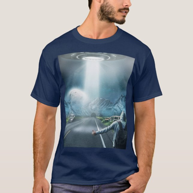 Camiseta de Hitchhiker de OVNI Espaçonave Alien (Frente)