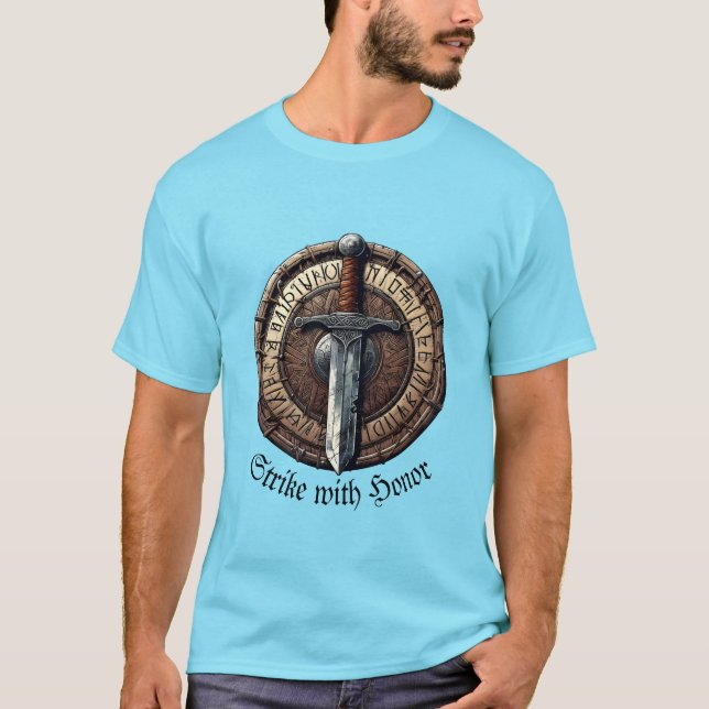 Camiseta de homem impressa com espada de primeira  (Frente)