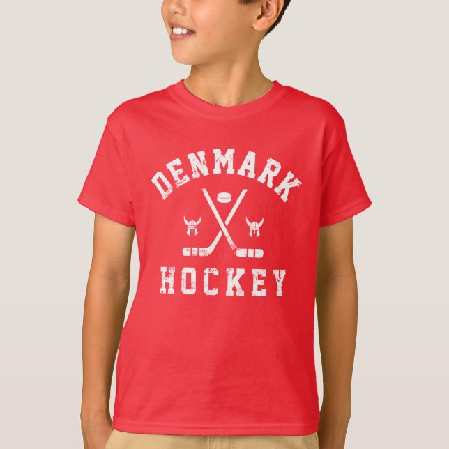Camiseta de Hóquei no Gelo da Dinamarca (Frente)
