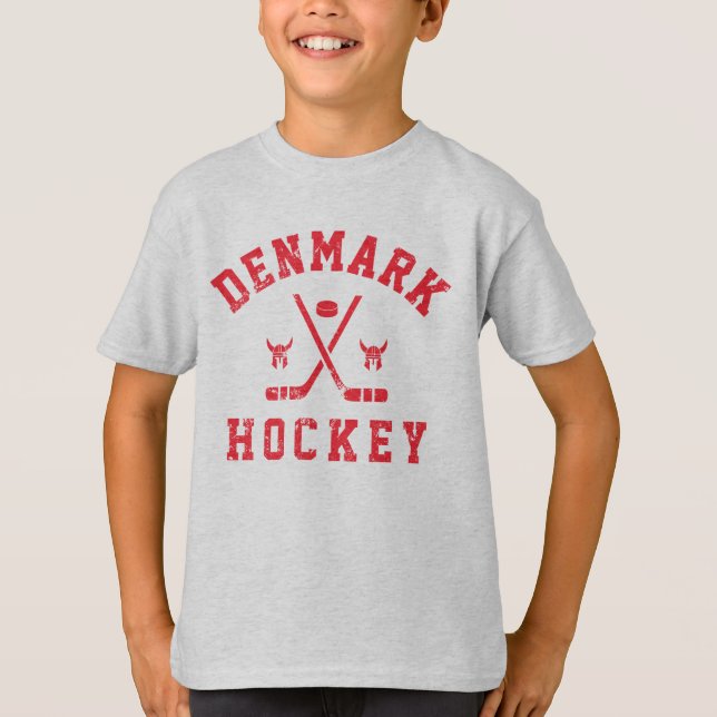 Camiseta de Hóquei no Gelo da Dinamarca (Frente)