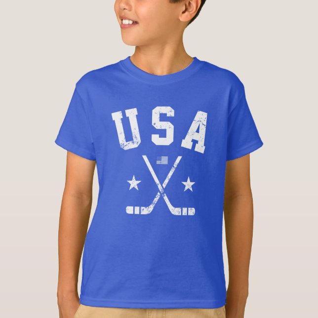 Camiseta de Hóquei no Gelo dos EUA (Frente)