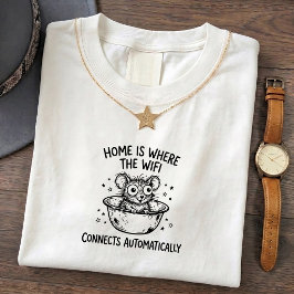 Camiseta de Humor de Wi-Fi em Casa do Ratinho Minú
