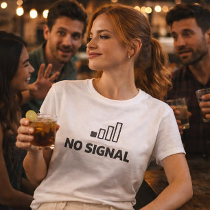 Camiseta de Humor Tech Minimalista Sem Sinal