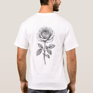 Camiseta de Ilustração Botânica de Rosa Vintage