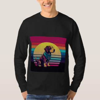 Camiseta de Ilustração de Cachorro Ousada para Ama