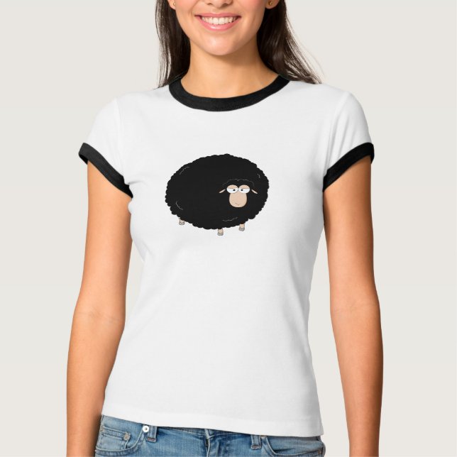 Camiseta de ilustração de desenho de ovelha negra (Frente)
