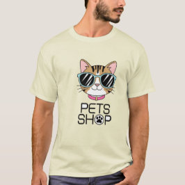 Camiseta de ilustração de gato de animais de estim