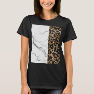 Camiseta de impressão de leopardo linda de mármore