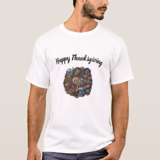 Camiseta de impressão dupla Steampunk Feliz Dia de