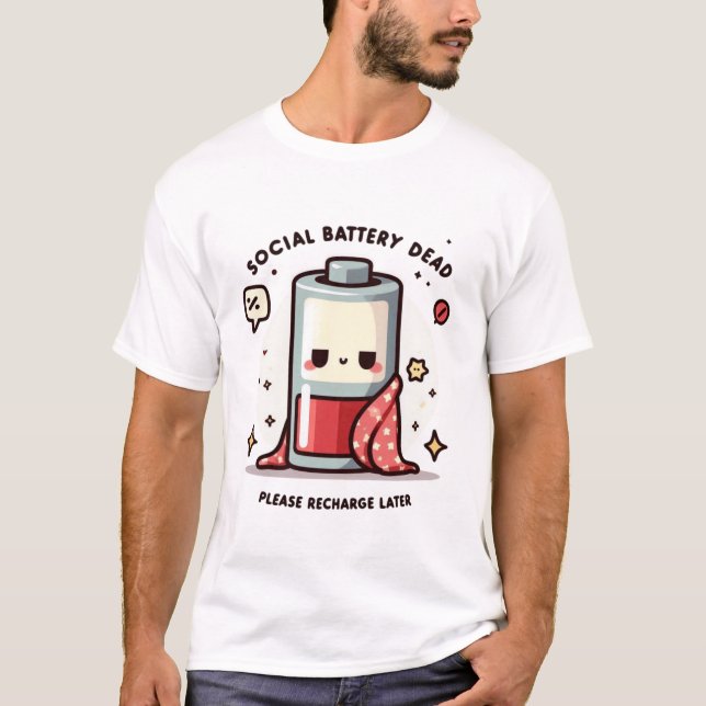Camiseta de Introvertido Engraçado Bateria Social  (Frente)