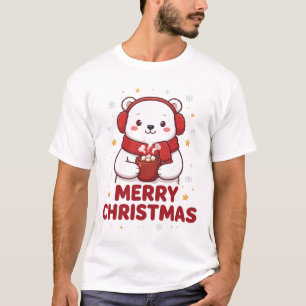 Camiseta de Inverno Aconchegante Natal Urso Polar