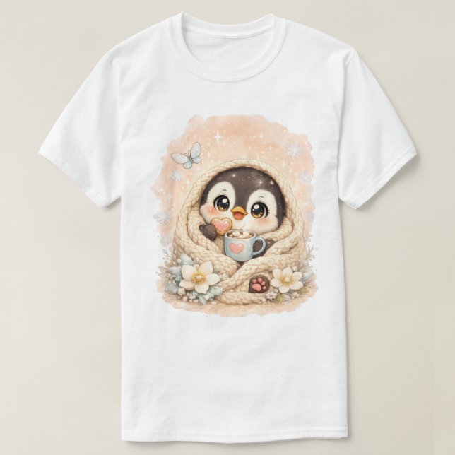 Camiseta de Inverno de Pinguim Fofo – Pinguim Acon (Frente do Design)