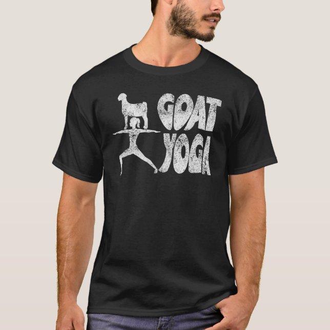 Camiseta de Ioga Cabra Retro Desgastada Pose Guerr (Frente)