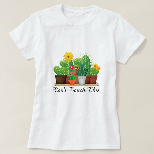 Camiseta de Jardim / Cacto com Flores Amarelas (Frente do Design)