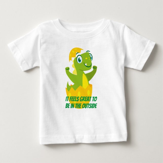 Camiseta de Jersey Fina para Bebê Dino Chick (Frente)