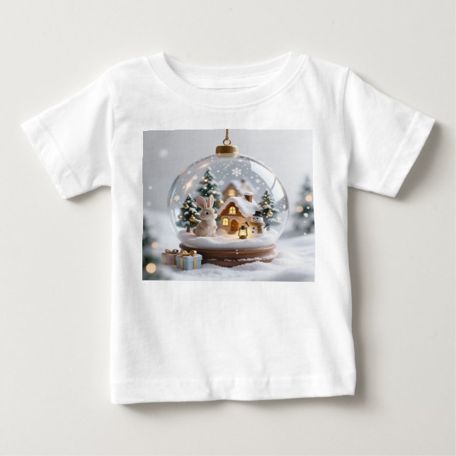 Camiseta de Jersey para Bebê Sino de Natal Dourado (Frente)