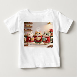 Camiseta de Jersey para Bebê Três Gatinhos Fofos