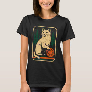 Camiseta de jogador de golfe de disco de gato retr