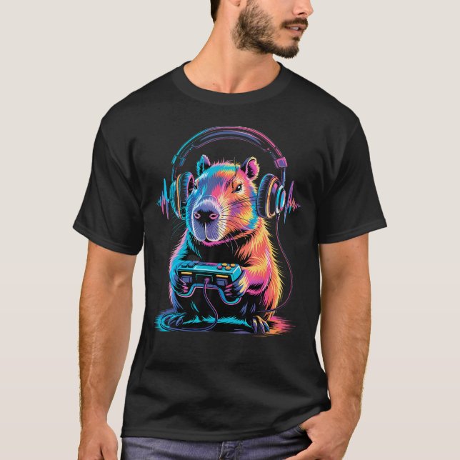 Camiseta de jogador de vídeo game divertida com ca (Frente)