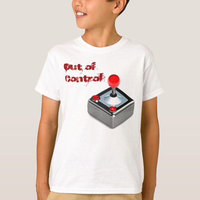 Camiseta de jogos "fora de controle" para crianças (Frente)