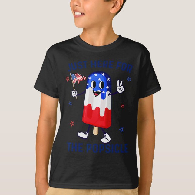 Camiseta De julho Popsicle Eua Flag Patriotic Boys (Frente)