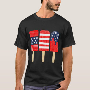 Camiseta De Julho Psicle Red White Blue American Flag Patr