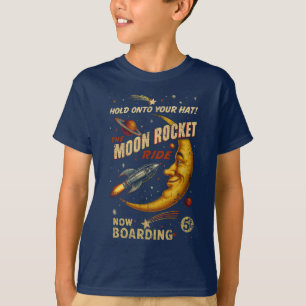 Camiseta de Juventude Moon Rocket Ride (Marinho)
