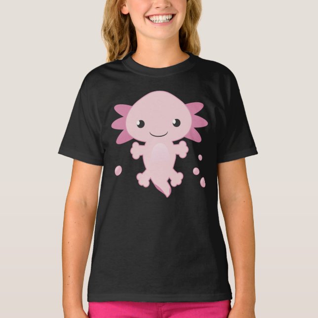 Camiseta de juventude rosa Axolotl para meninas (Frente)