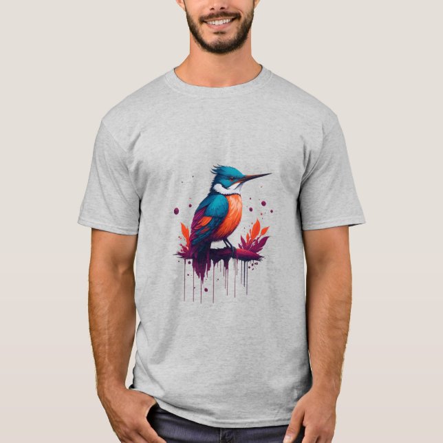 Camiseta de Kingfisher de Coloração Watercolor (Frente)