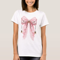Camiseta de laço de aranha coquete rosa