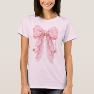Camiseta de laço de aranha coquete rosa