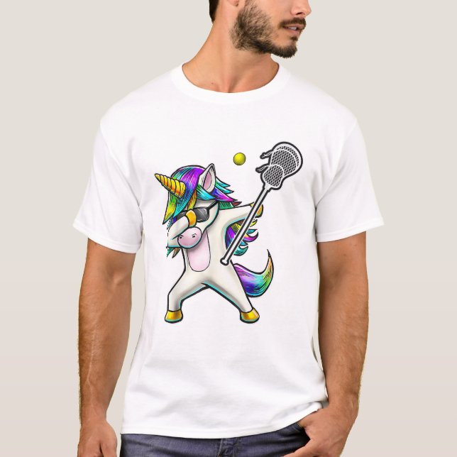 Camiseta de Lacrosse de Unicórnio Dançando Present (Frente)