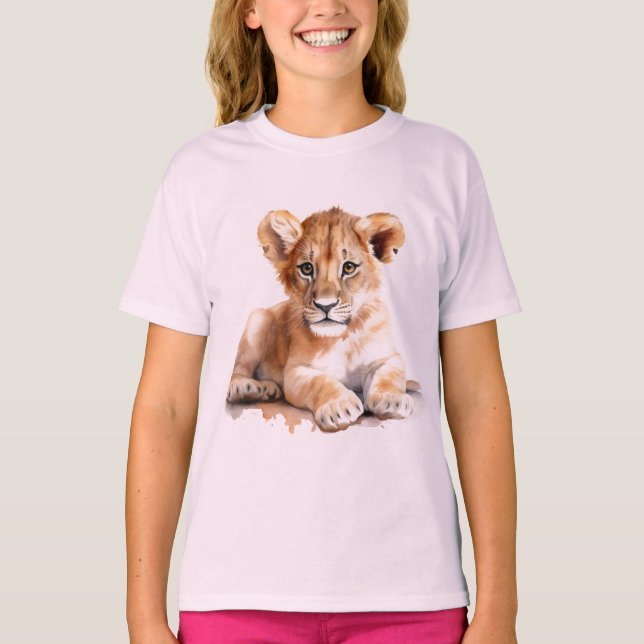 Camiseta de leão de meninas (Frente)
