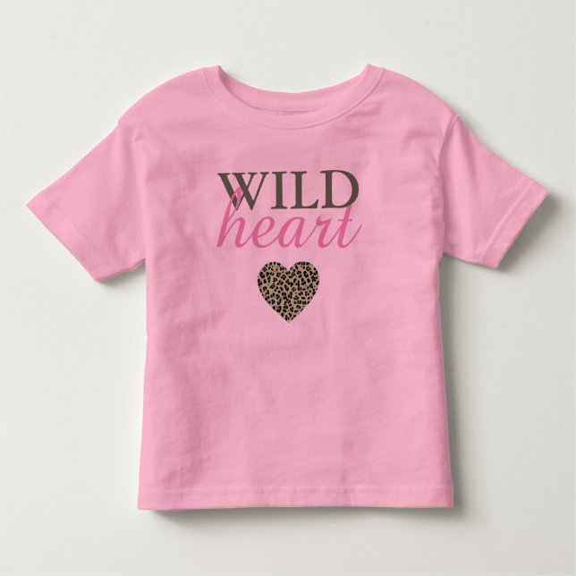 Camiseta de leopardo selvagem e crianças rosa (Frente)