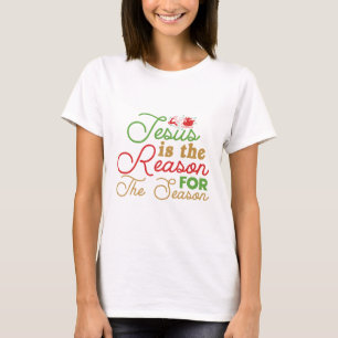 Camiseta de letra cursiva vermelha e verde
