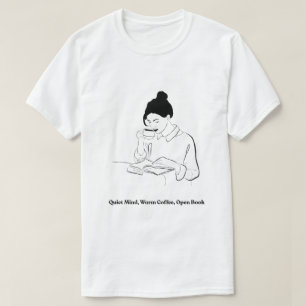 Camiseta de Linha Artística Estética de Livro e Ca
